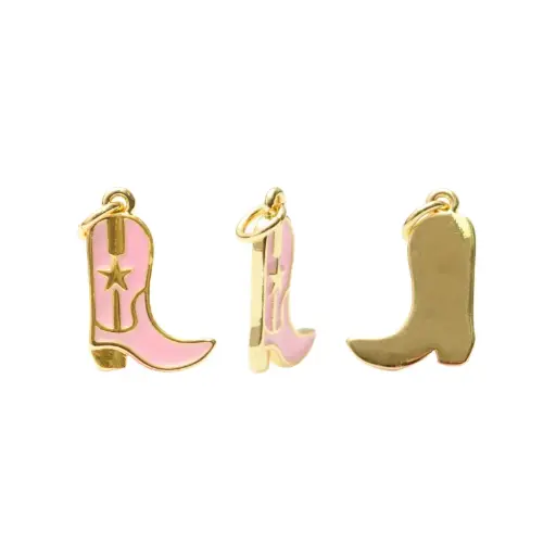 [15969] Dije esmaltado rosado bota 17mm/Golfi W11425Y x und