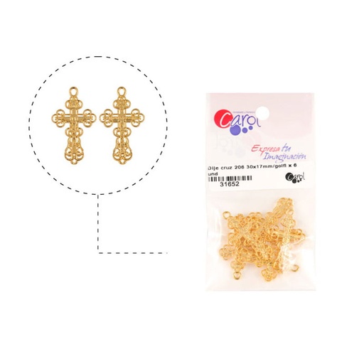 [31652] Cruz cristo ortodoxa 206 30x17mm/golfi x 6 und