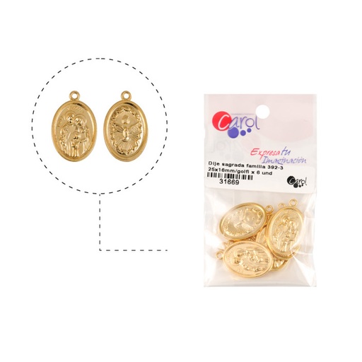 [31669] Medalla sagrada familia y espiritu santo 392-3 25x16mm/golfi x 6 und