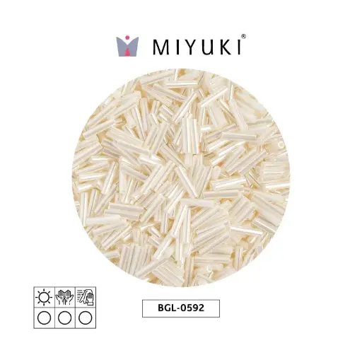 [32304] Miyuki bugle 3mm BGL0592 antique ivory pearl ceylon x 250g