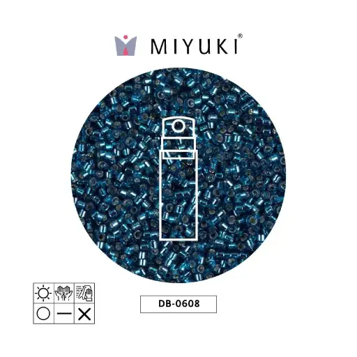 [16988] Miyuki delica 11/0 DB0608 plateado forrado azul zircon x 10g