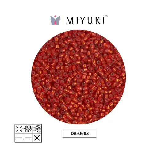 [28534] Miyuki delica 11/0 DB0683 mate plateado forrado rojo naranja x 50g