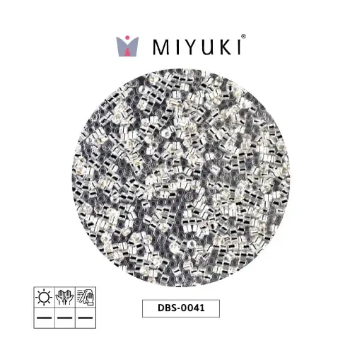 [03850] Miyuki delica 15/0 DBS0041 plateado forrado cristal x 50g
