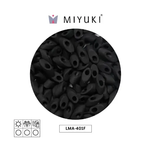 Miyuki long magatama 4x7mm LMA0401F opaco mate negro x 250g