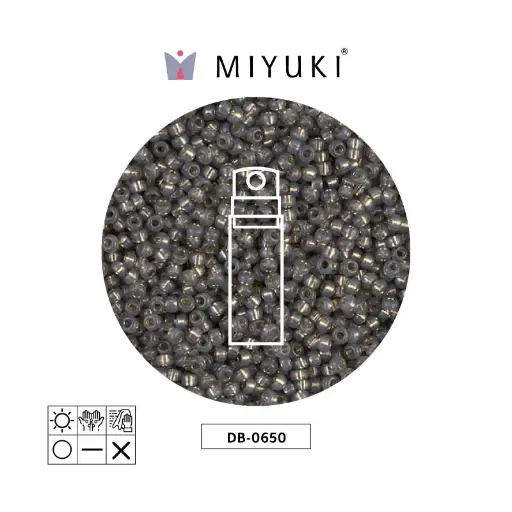 [32099] Mostacilla Miyuki rocalla 11/0 RR0650 rustic gris plateado forrado alabaster x 10g
