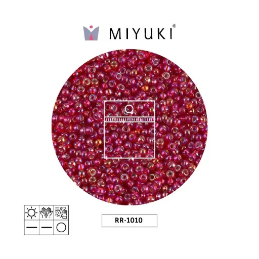 [13494] Mostacilla Miyuki rocalla 11/0 RR1010 plateado forrado cadillac rojo AB x 25g