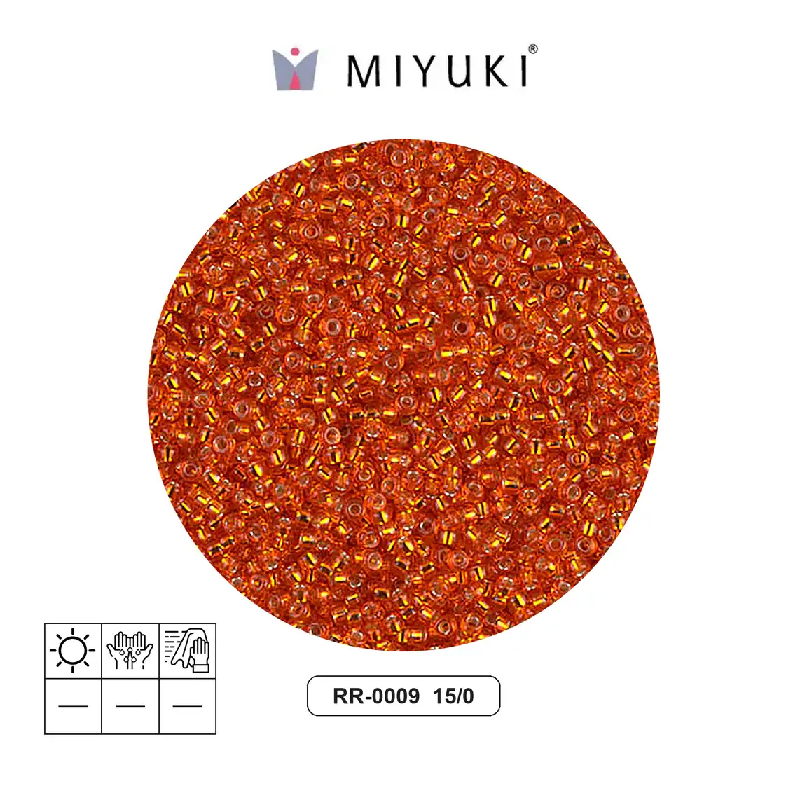 [20657] Mostacilla Miyuki rocalla 15/0 RR0009 plateado forrado oscuro naranja x 250g