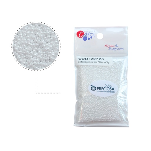 [22725] Mostacilla checa preciosa 10/0 2mm 46102 P blanco x 50g