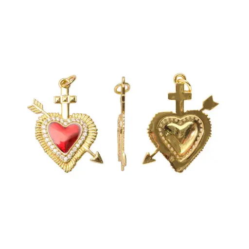 [25772] Dije esmaltado rojo sagrado corazon 18x27mm/Golfi x und