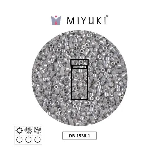 [30612] Miyuki delica 11/0 DB1538-1 opaco gris smoke ceylon perlado x 3g