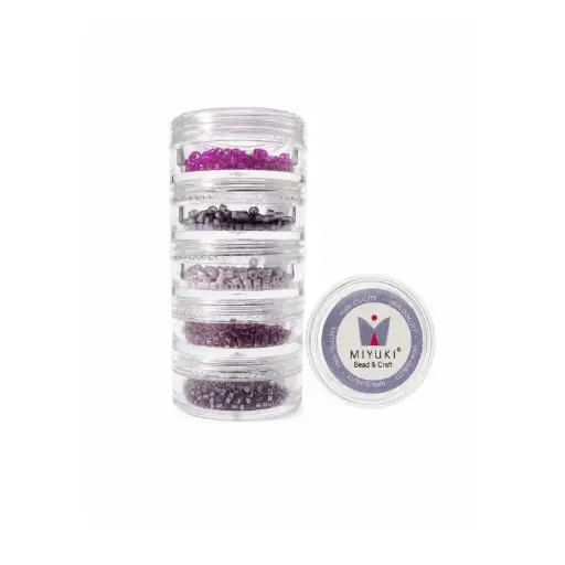[15425] Kit 4- Miyuki Delica 5 Colores (2g c/u) + Organizador Apilable