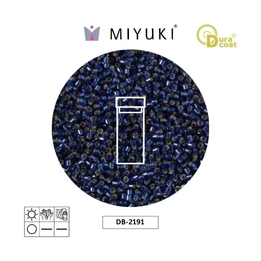 [22584] Miyuki delica 11/0 DB2191 plateado forrado azul Duracoat x 3g