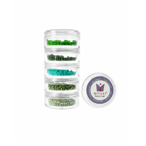 [27441] Kit 20 - Miyuki Delica 5 Colores (2g c/u) + Organizador Apilable