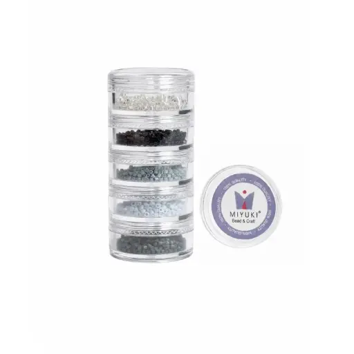 [31965] Kit 36 - Miyuki Delica 5 Colores (2g c/u) + Organizador Apilable