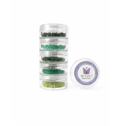 Kit 21 - Miyuki Delica 5 Colores (2g c/u) + Organizador Apilable