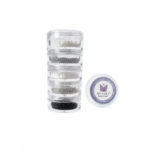 Kit 40 - Miyuki Delica 5 Colores (2g c/u) + Organizador Apilable