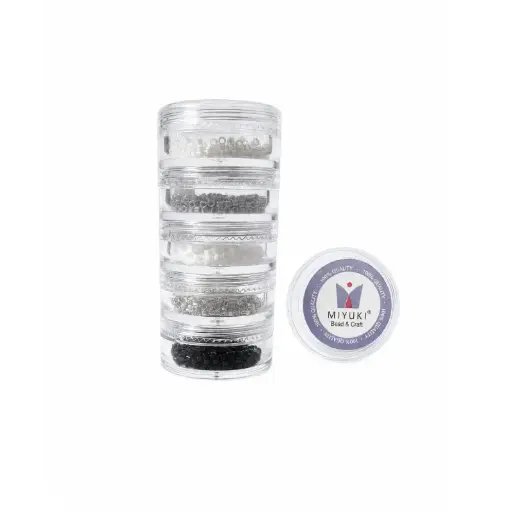 [30179] Kit 40 - Miyuki Delica 5 Colores (2g c/u) + Organizador Apilable