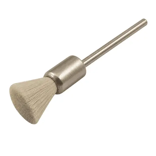 [16581] White Hair End Brush. Shank size: 3/32” BUF-012