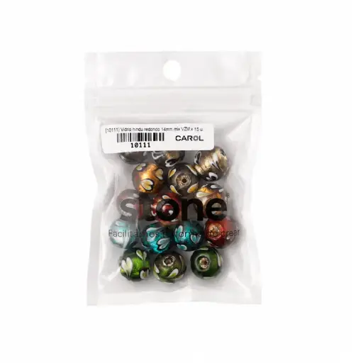 [10111] Vidrio hindu redondo 14mm mix VZM x 15 und