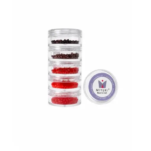 [17496] Kit 28 - Miyuki Delica 5 Colores (2g c/u) + Organizador Apilable