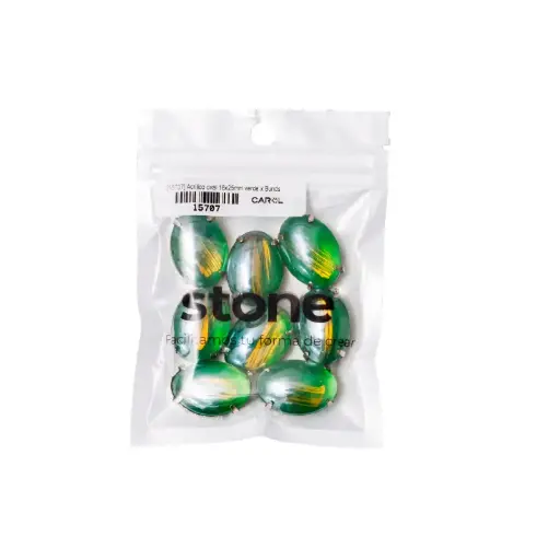 Acrilico oval 18x25mm verde x 8unds