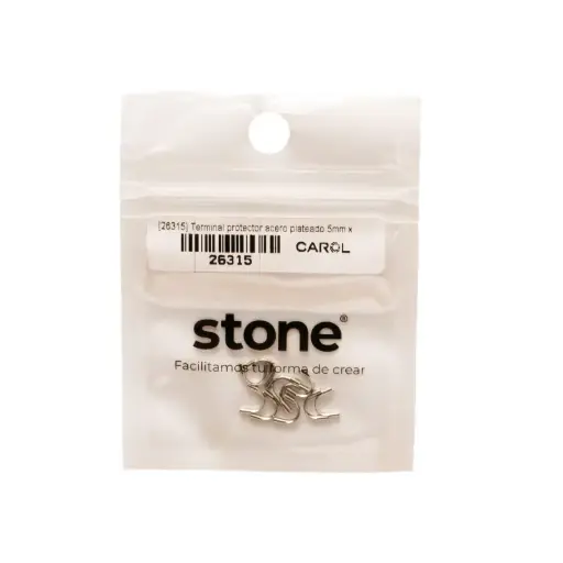 [26315] Terminal protector acero plateado 5mm x 10 unds 
