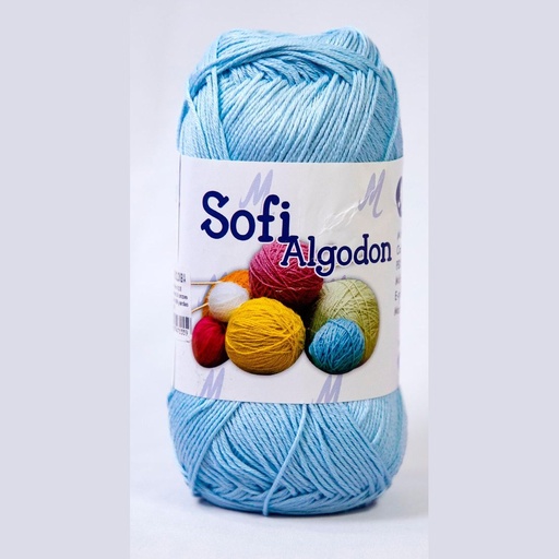 Ovillo lana amigurumi sofi 100% algodon 7187 azul pastel x 100g