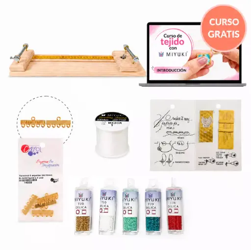 [26310] Kit Curso Miyuki desde Cero - 4 colores + telar y herramientas x und