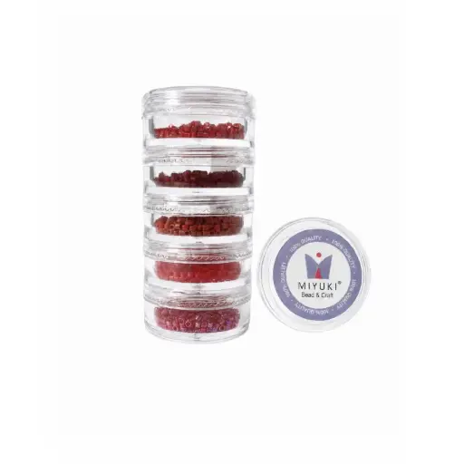 Kit 26 - Miyuki Delica 5 Colores (2g c/u) + Organizador Apilable