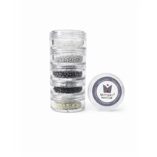 [28318] Kit 34 - Miyuki Delica 5 Colores (2g c/u) + Organizador Apilable