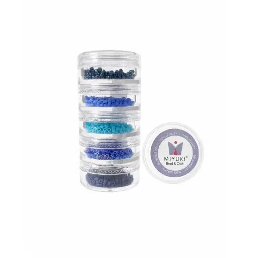 [26365] Kit 30 - Miyuki Delica 5 Colores (2g c/u) + Organizador Apilable