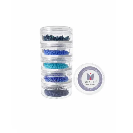 [26365] Kit 30 - Miyuki Delica 5 Colores (2g c/u) + Organizador Apilable