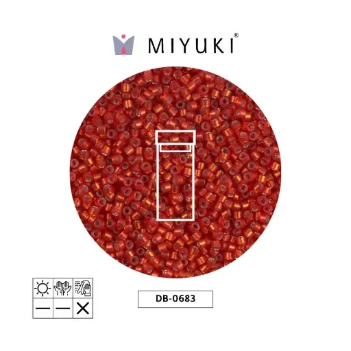 [18400] Miyuki delica 11/0 DB0683 mate plateado forrado rojo naranja x 3g