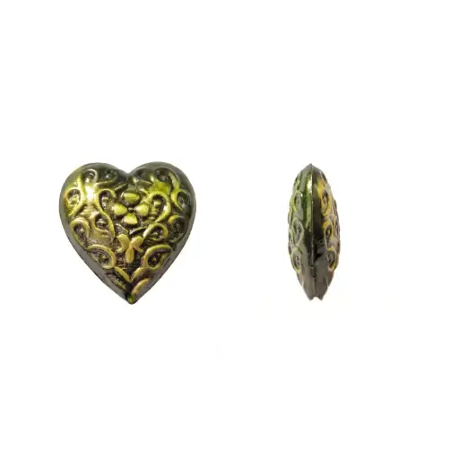[11801] Herraje hindú K2215 corazón 27x25mm verde x 2 und