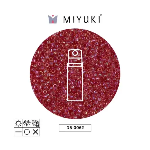 Miyuki delica 11/0 DB0062 claro rojo forrado lusterr x 10g