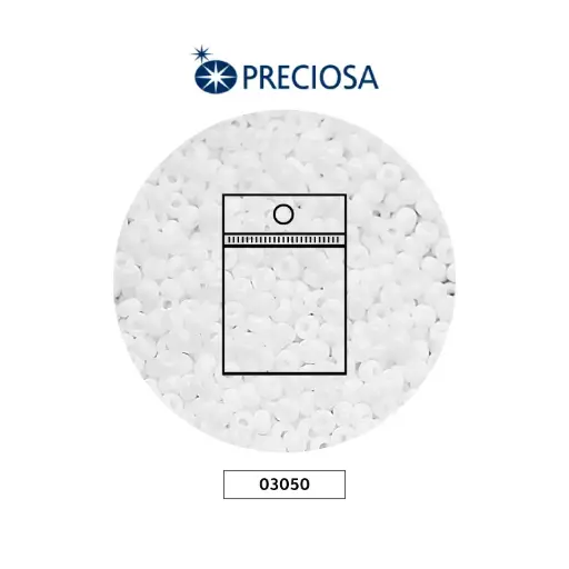 [20694] Mostacilla checa preciosa 8/0 3mm 03050 blanco x 50g