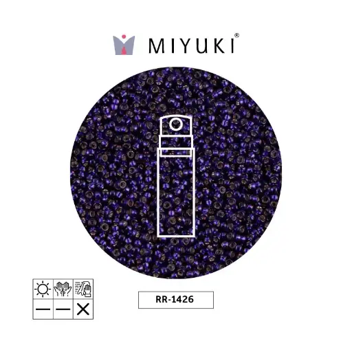[32117] Mostacilla Miyuki rocalla 15/0 RR1426 plateado forrado oscuro morado x 10g