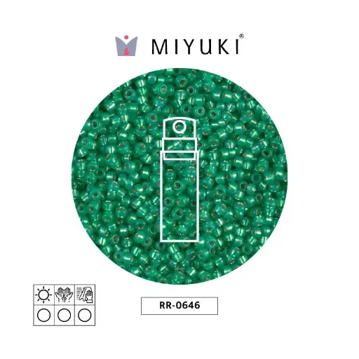 [23968] Mostacilla Miyuki rocalla 11/0 RR0646 oscuro verde plateado forrado alabaster x 10g