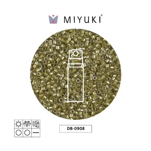 [29901] Miyuki delica 11/0 DB0908 sparkling beige forrado verde chartreuse x 10g