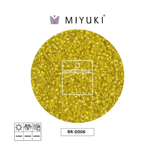 [16784] Mostacilla Miyuki rocalla 15/0 RR0006 plateado forrado amarillo x 25g