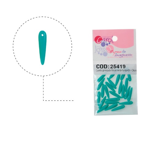 Cuenta prensada thron verde turqueza x 24unds