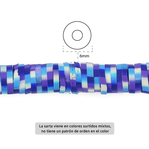 [06484] Sarta fimo disco 6mm 48 color mix x 39cm