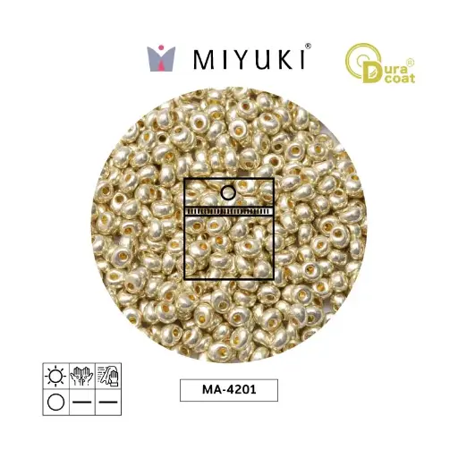 Miyuki magatama 4mm MA4201 galvanizado plateado x 25g