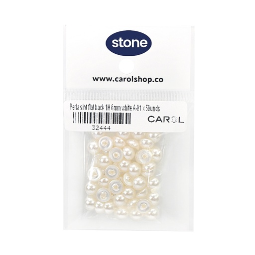 [32444] Media perla sintetica base plana 1H 6mm white A-01 x 50 Unidades