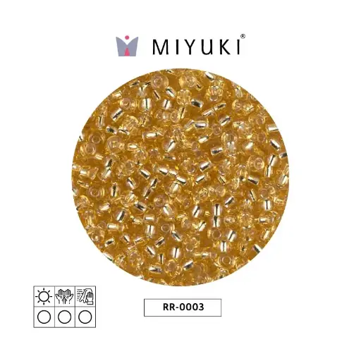 [25832] Mostacilla Miyuki rocalla 8/0 RR0003 plateado forrado dorado x 250g