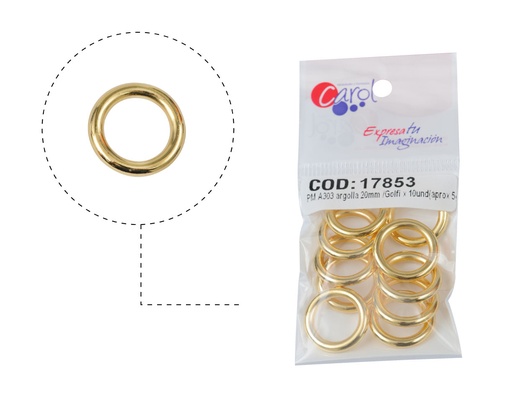 [17853] Plastimetal A303 argolla 20mm /Golfi x 10und(aprox 5gr)