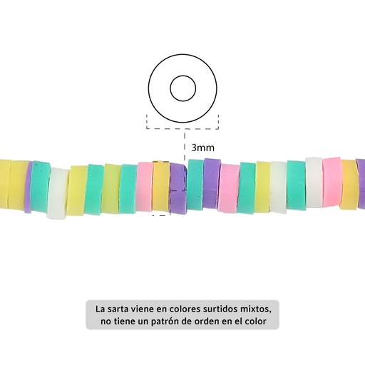 [06057] Sarta fimo disco 3mm 3-2 color mix x 39cm