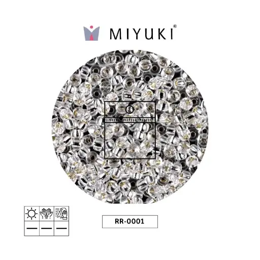 [12398] Mostacilla Miyuki rocalla 8/0 RR0001 plateado forrado cristal x 25g