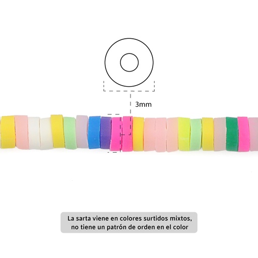 [06127] Sarta fimo disco 3mm 3-8 color mix x 39cm