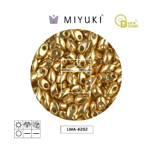 Miyuki long magatama 4x7mm LMA4202 galvanizado dorado Duracoat x 25g